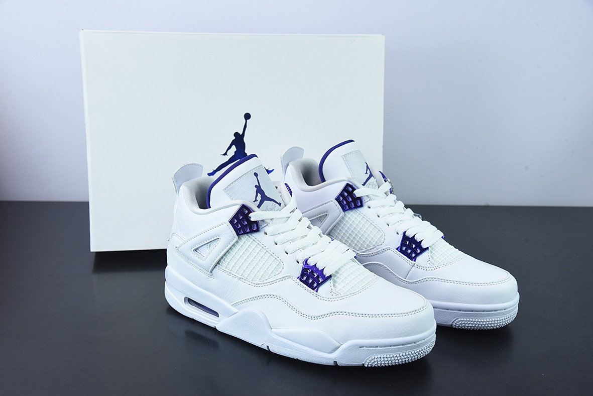 Air Jordan 4 " Purple Metallic "  AJ4 白紫男士运动篮球鞋 货号：CT8527-115