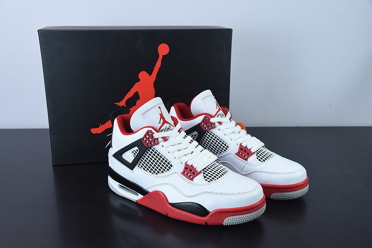 D0F1S5 纯原AJ4 Retro Fire Red AJ4 乔4白红火焰红男士运动鞋 DC7770-160