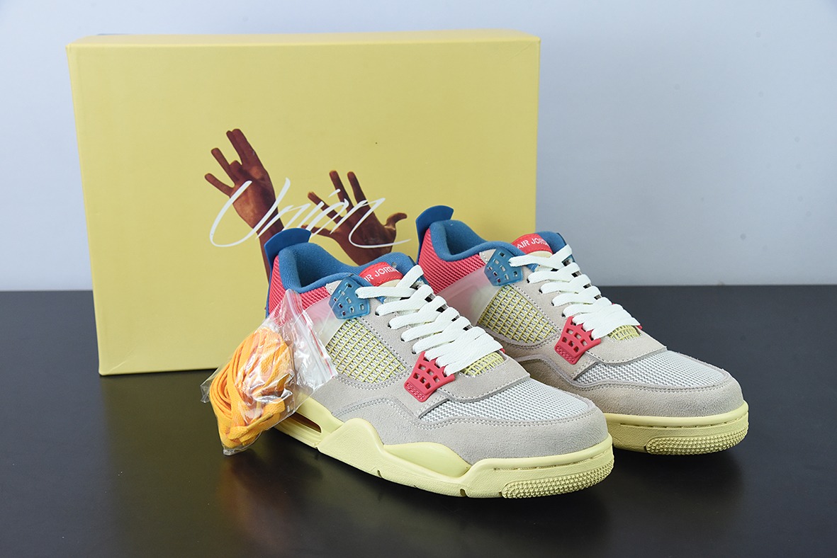 D0F1S5 纯原Union x Air Jordan 4“Guava Ice”南海岸 粉蓝 AJ4乔丹4代UN联名运动鞋 货号：DC9533-800
