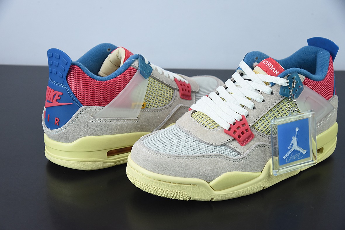 D0F1S5 纯原Union x Air Jordan 4“Guava Ice”南海岸 粉蓝 AJ4乔丹4代UN联名运动鞋 货号：DC9533-800