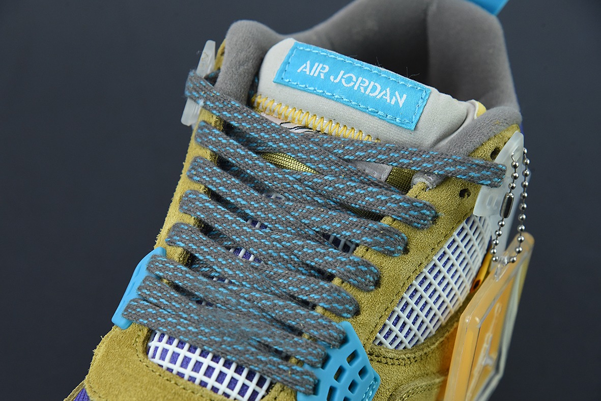 D0F1S5 纯原Air Jordan 4  AJ4  棕黄紫色 Union LA 联名男子运动鞋 荒漠苔藓30周年货号：DJ5718 300