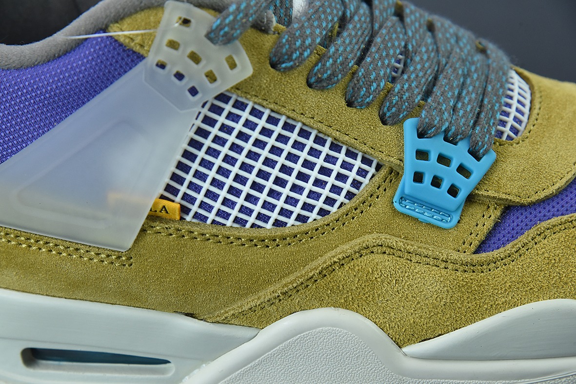 D0F1S5 纯原Air Jordan 4  AJ4  棕黄紫色 Union LA 联名男子运动鞋 荒漠苔藓30周年货号：DJ5718 300