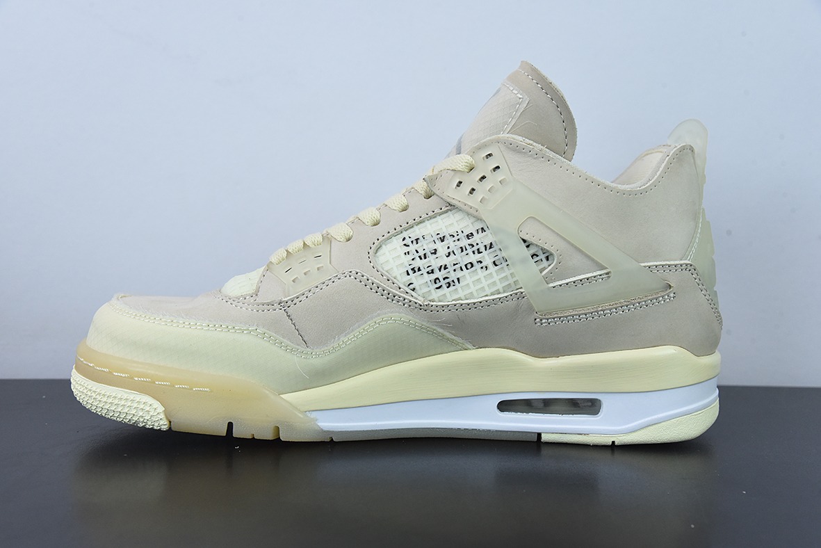 Off-White™ x Air Jordan AJ4 Retro"Cream/Sail"“OW联名白帆”运动鞋 货号：CV9388-100