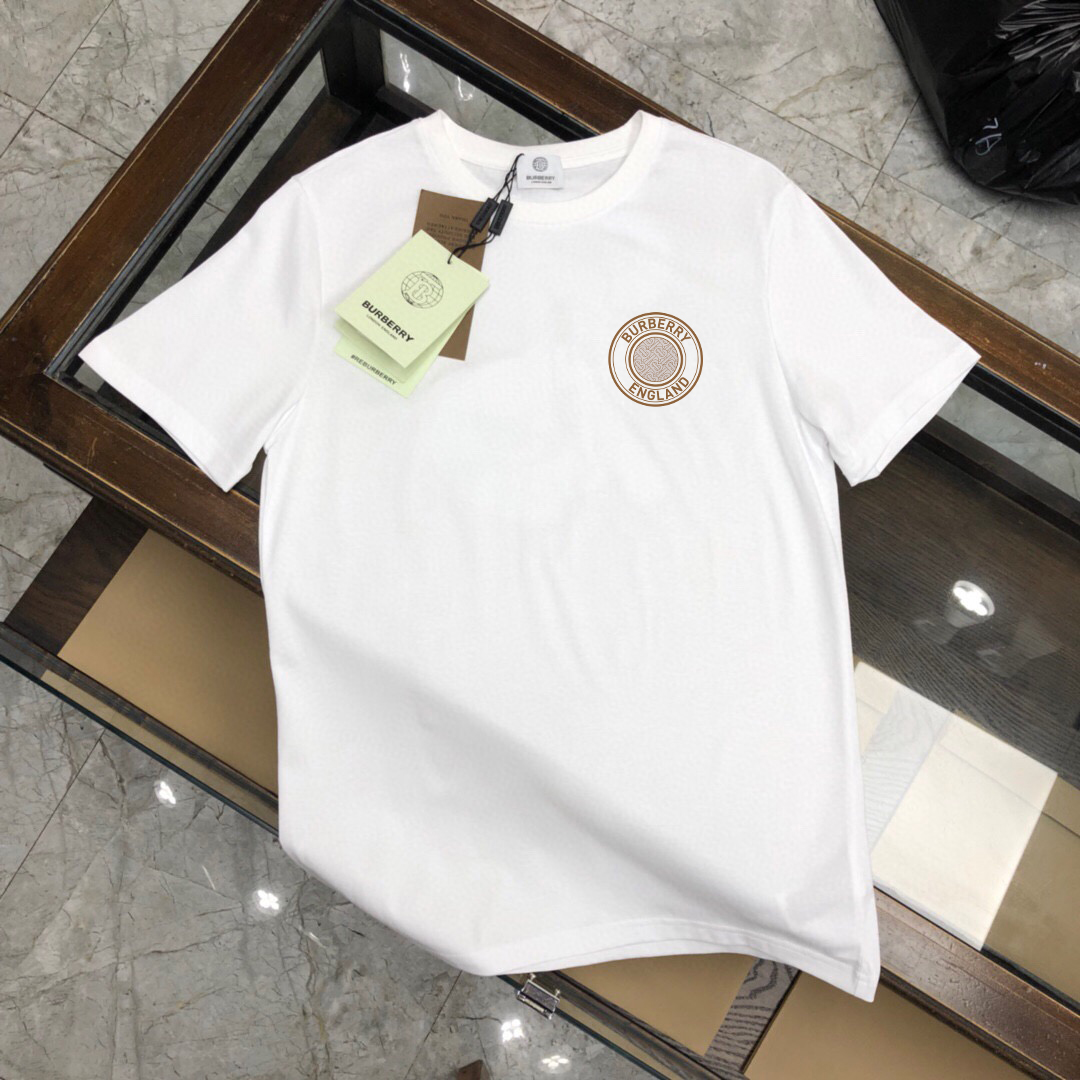 Burberry Clothing T-Shirt for sale cheap now
 Black White Men Cotton Summer Collection Fashion Short Sleeve