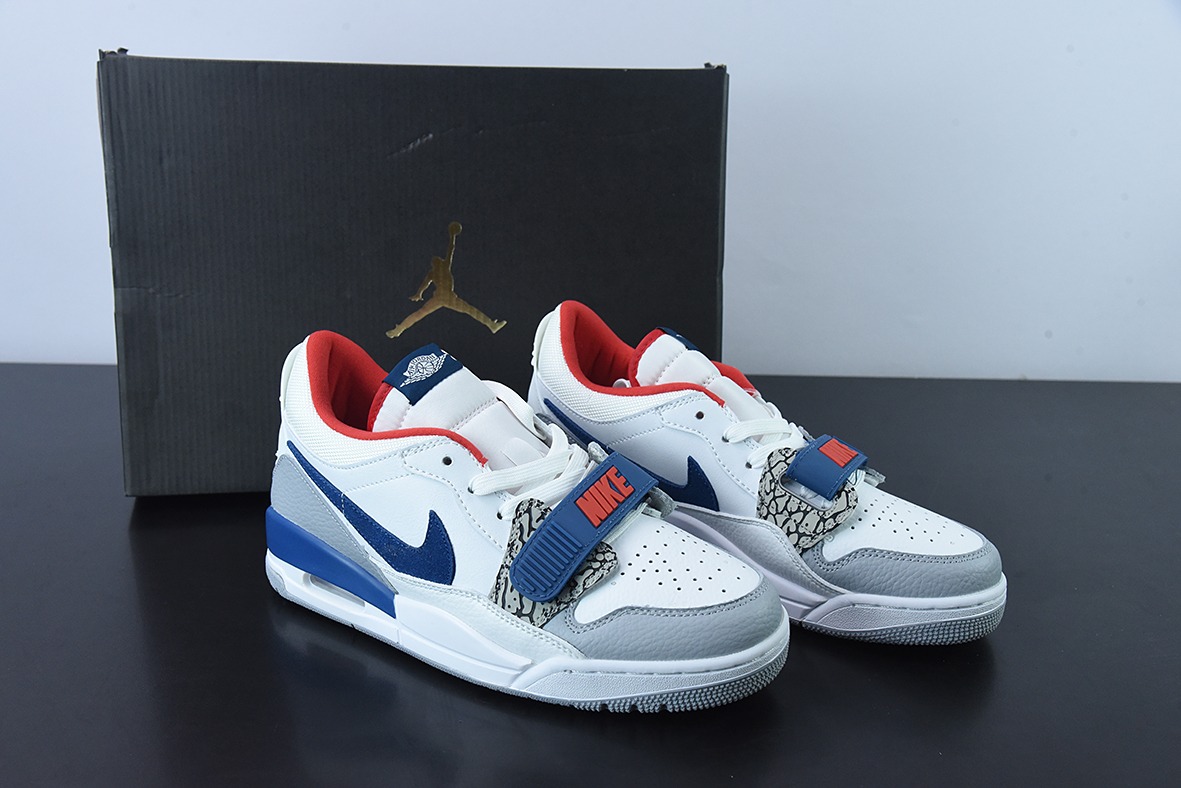 Nk Air Jordan Legacy 312 Low"White/Grey Fog/Blue/Red"乔丹“白雾灰宝蓝红爆裂纹”运动鞋 货号:CD7069-104