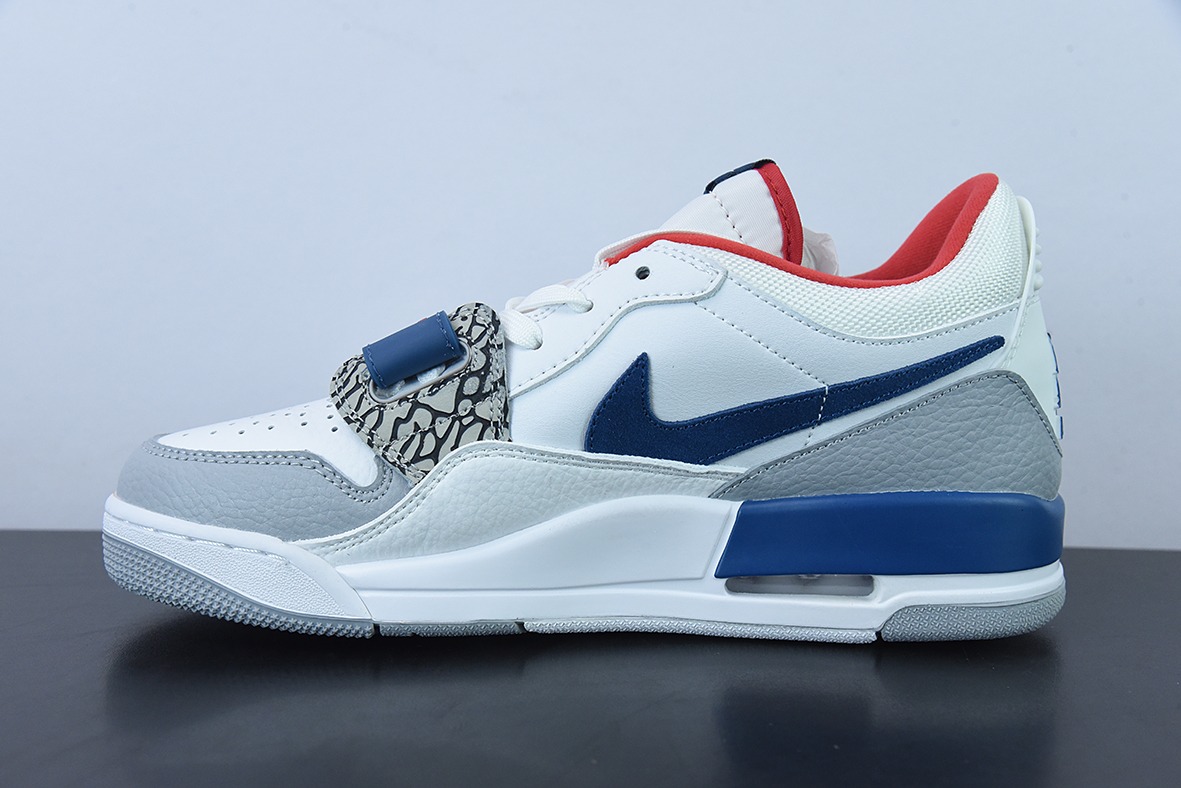 Nk Air Jordan Legacy 312 Low"White/Grey Fog/Blue/Red"乔丹“白雾灰宝蓝红爆裂纹”运动鞋 货号:CD7069-104
