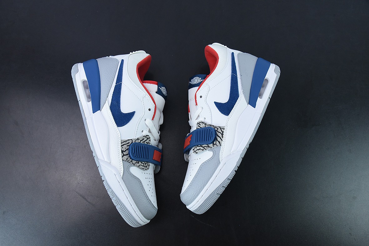 Nk Air Jordan Legacy 312 Low"White/Grey Fog/Blue/Red"乔丹“白雾灰宝蓝红爆裂纹”运动鞋 货号:CD7069-104