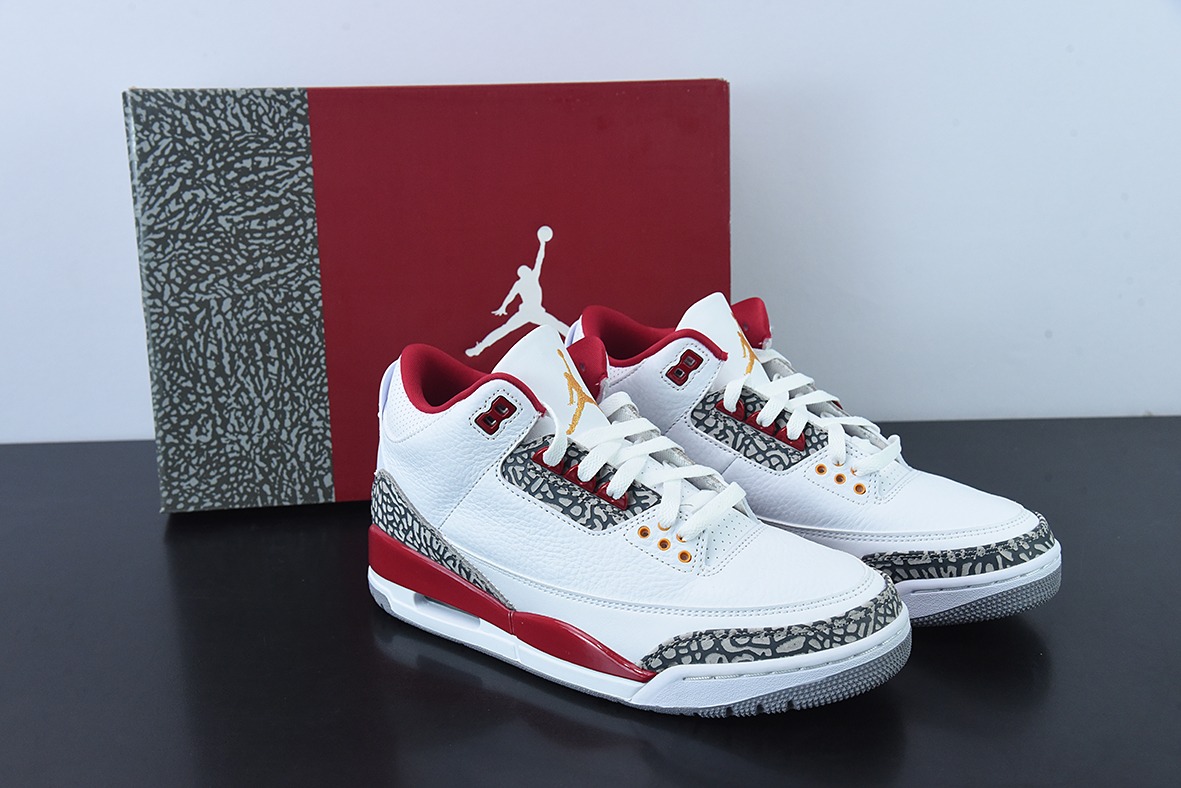L00H6 纯原Air Jordan 3 Retro "Cardinal Red" 白酒红 红雀男士运动鞋 CT8532-126