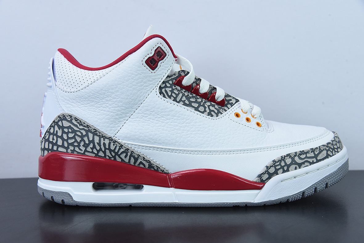 L00H6 纯原Air Jordan 3 Retro "Cardinal Red" 白酒红 红雀男士运动鞋 CT8532-126