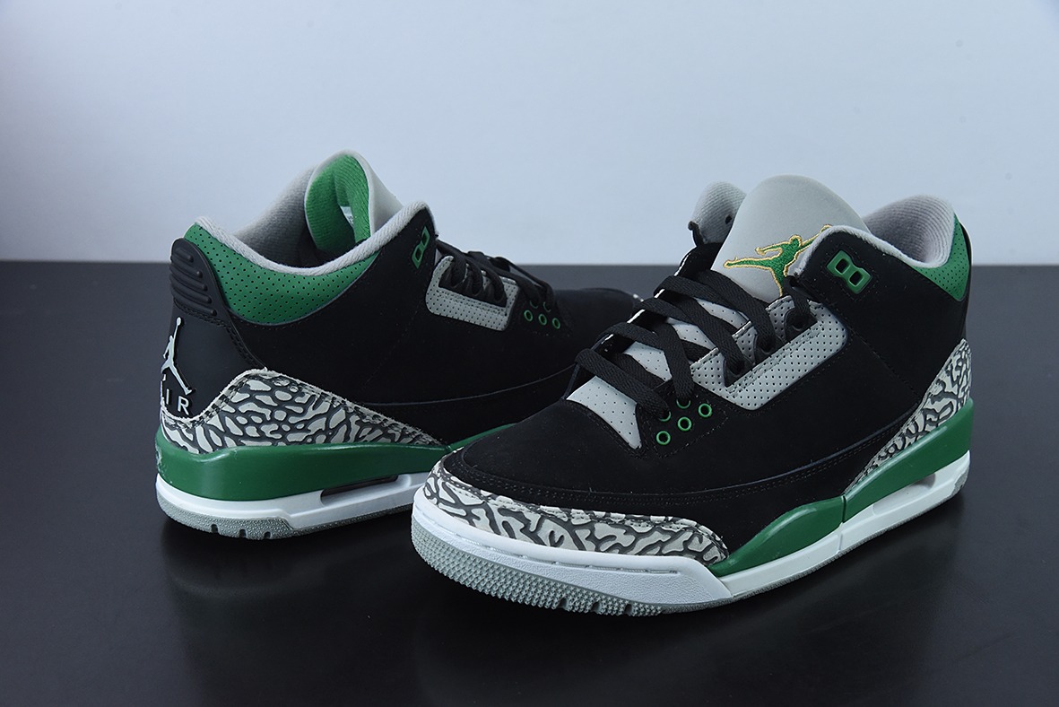 L00H6 纯原 Air Jordan 3 Retro "Pine Green" AJ3黑绿男士运动鞋CT8532-012