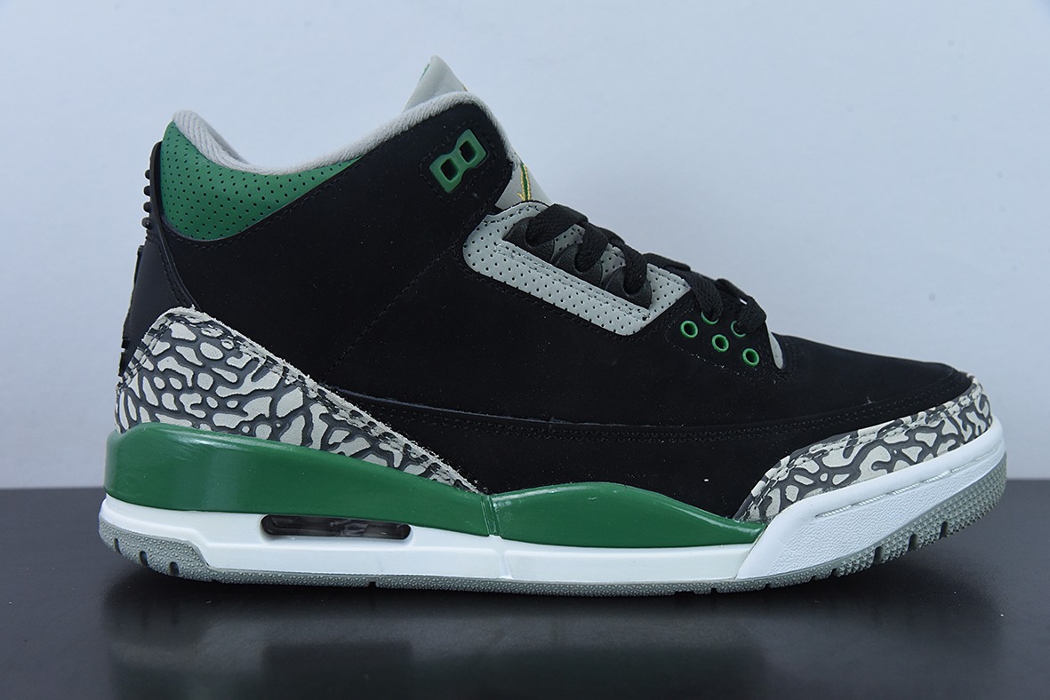 L00H6 纯原 Air Jordan 3 Retro "Pine Green" AJ3黑绿男士运动鞋CT8532-012