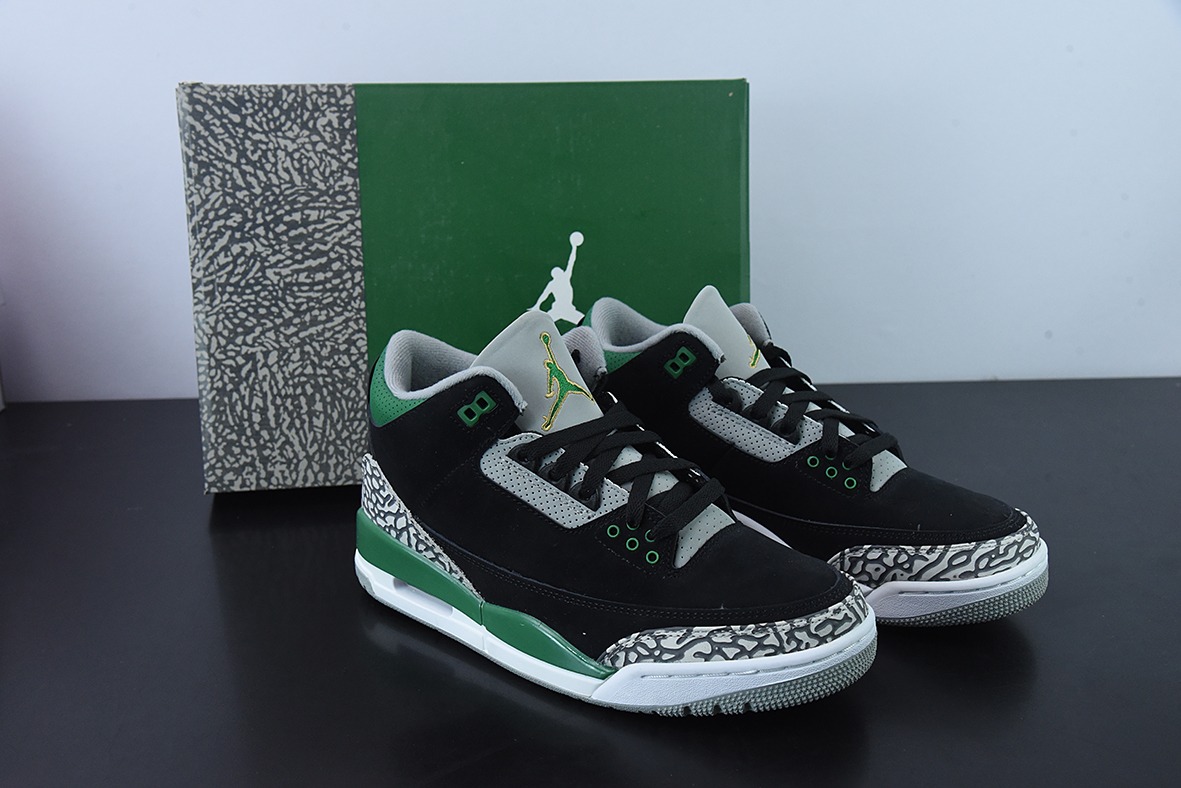 L00H6 纯原 Air Jordan 3 Retro "Pine Green" AJ3黑绿男士运动鞋CT8532-012