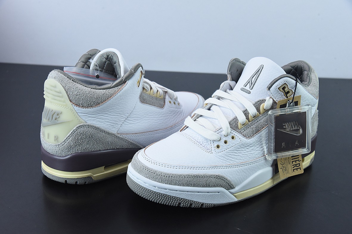 L00H6 纯原 A Ma Maniére x Air Jordan 3 Retro SP"Medium Grey" 米白灰男士运动鞋