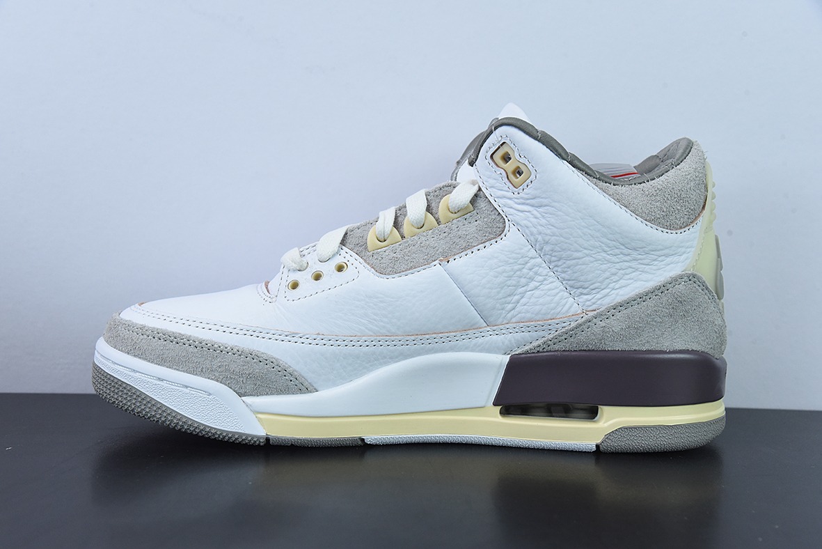 L00H6 纯原 A Ma Maniére x Air Jordan 3 Retro SP"Medium Grey" 米白灰男士运动鞋