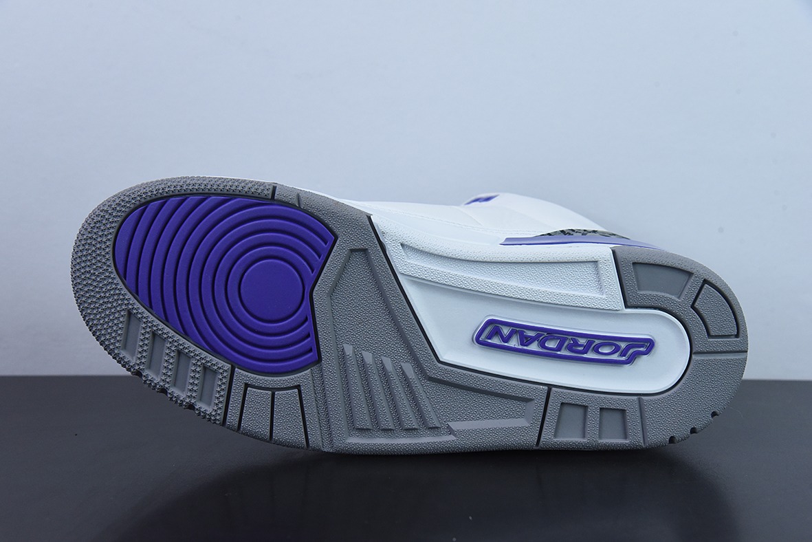 L00H6 纯原 Air Jordan 3 Retro aj3 白紫男子运动篮球鞋 CT8532-105