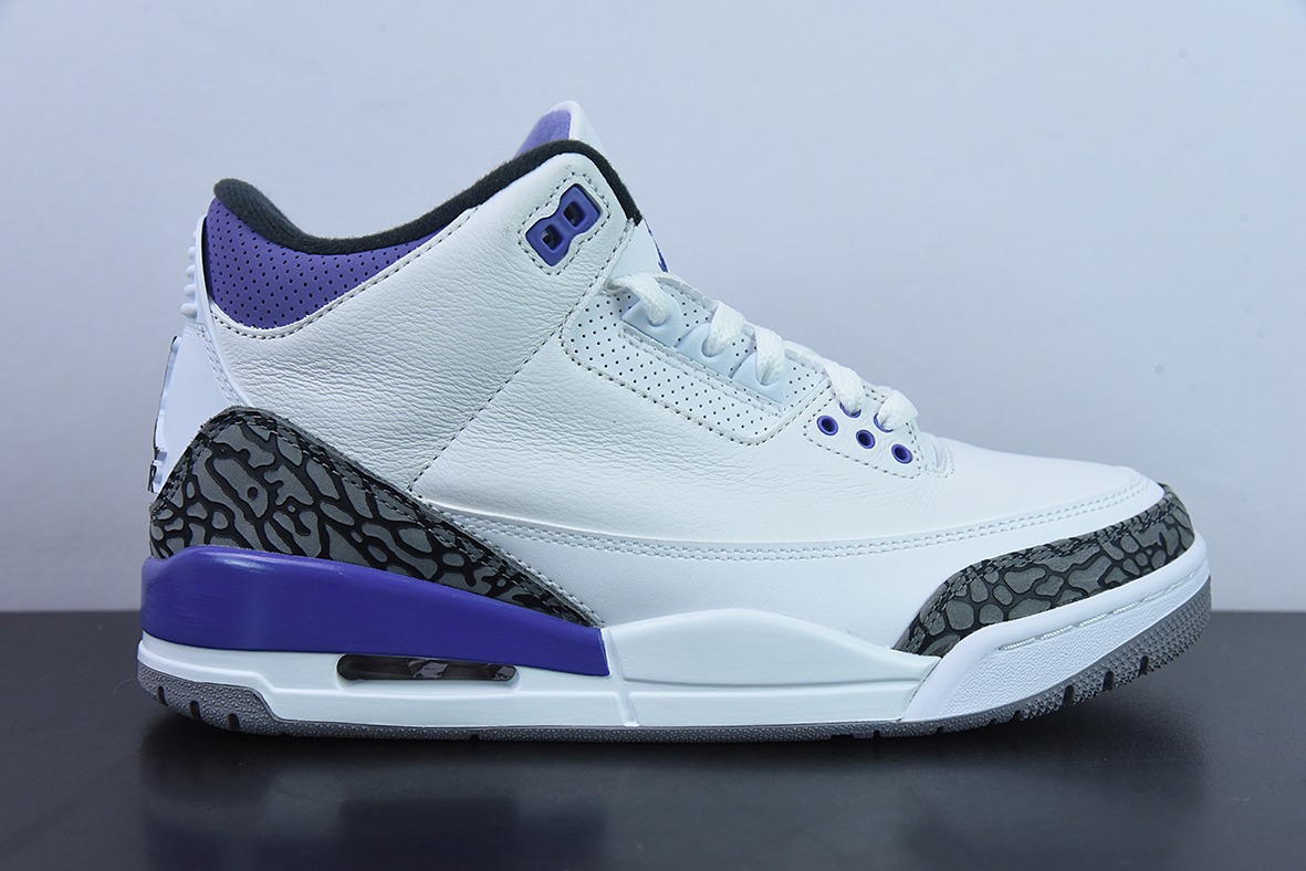 L00H6 纯原 Air Jordan 3 Retro aj3 白紫男子运动篮球鞋 CT8532-105