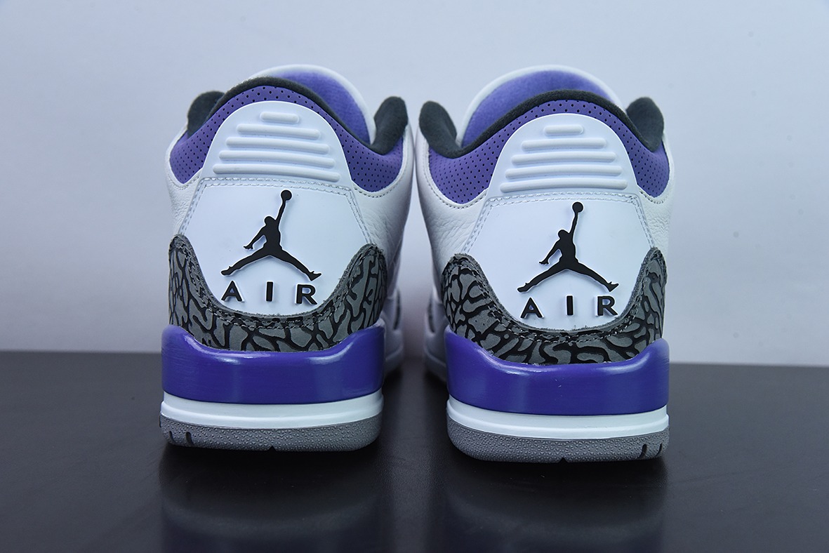 L00H6 纯原 Air Jordan 3 Retro aj3 白紫男子运动篮球鞋 CT8532-105