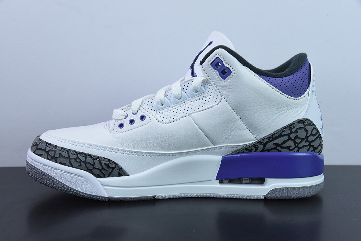 L00H6 纯原 Air Jordan 3 Retro aj3 白紫男子运动篮球鞋 CT8532-105