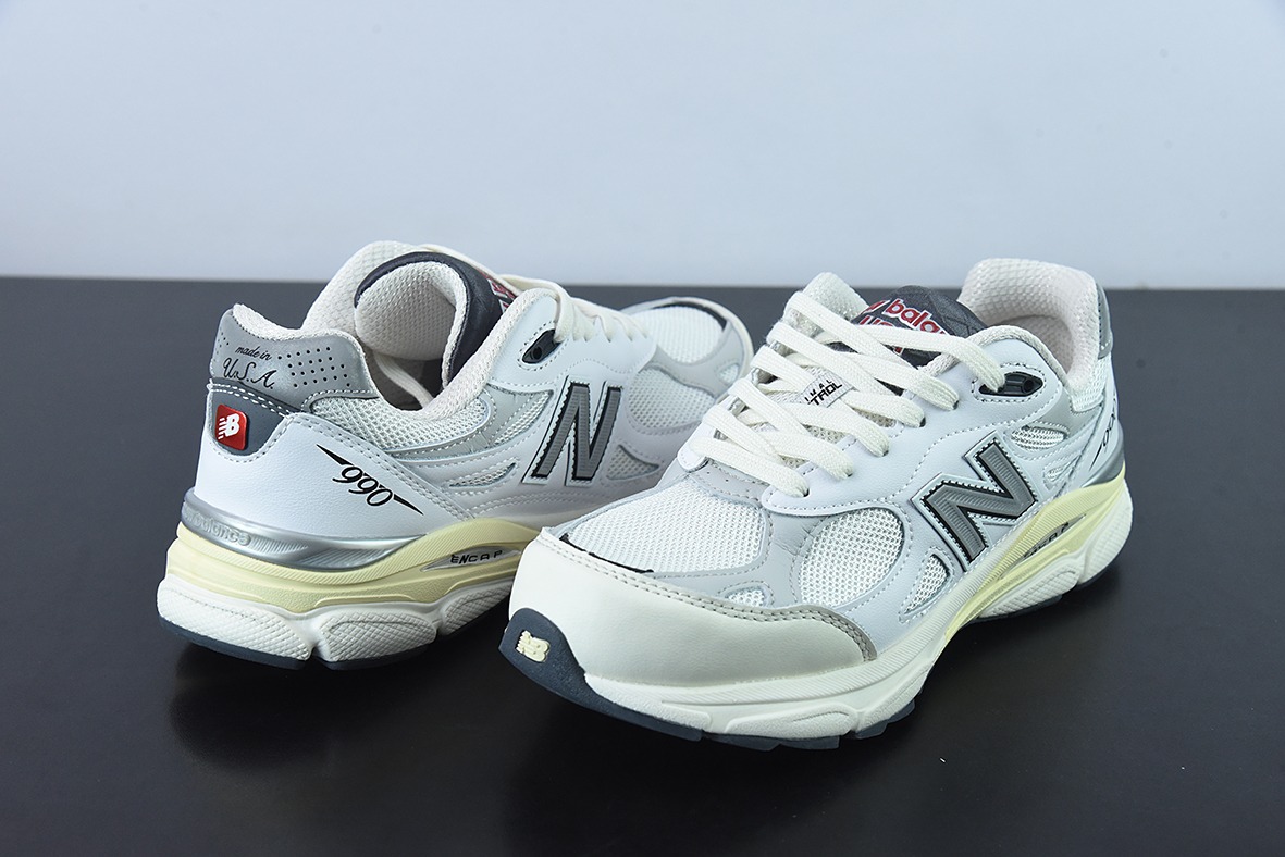 纯原 NB 复古跑鞋/米白 3M反光 新版 总统慢跑鞋 货号：M990AL3