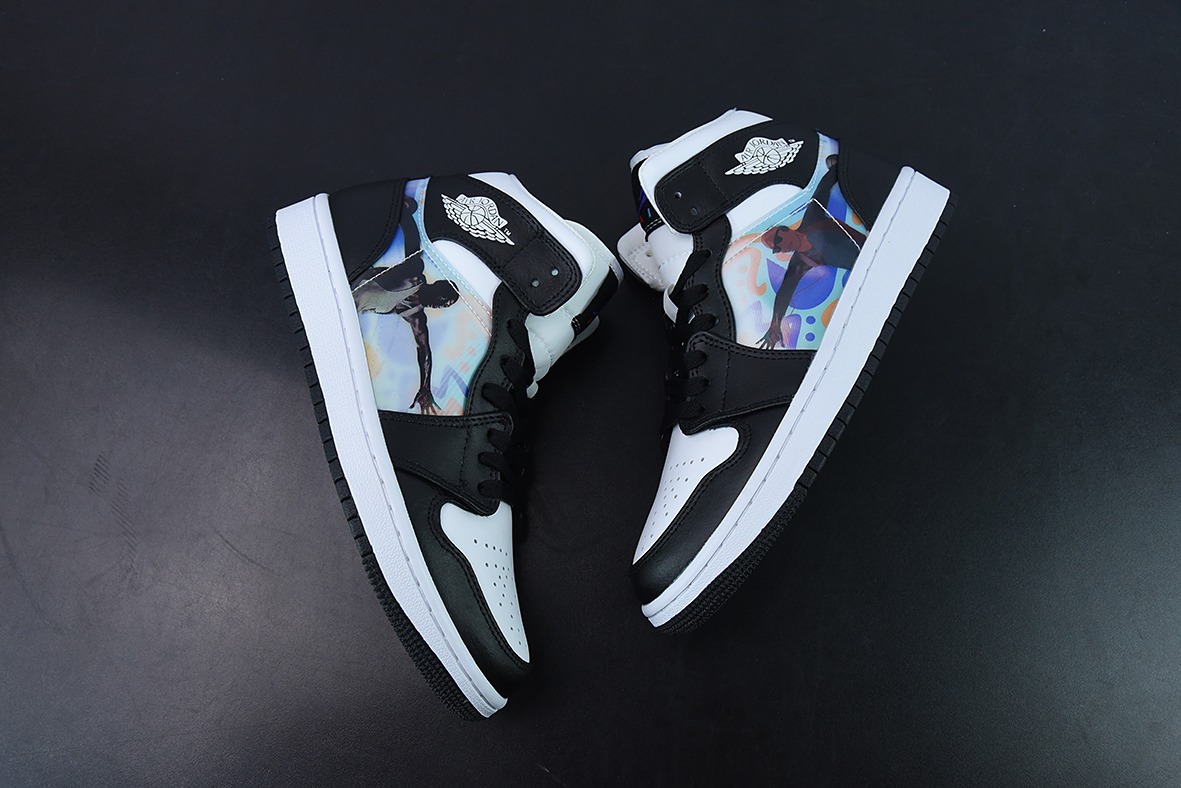 Air Jordan 1 Mid AJ1 乔1裸眼3D黑白 中邦篮球鞋 货号:DR9495-001