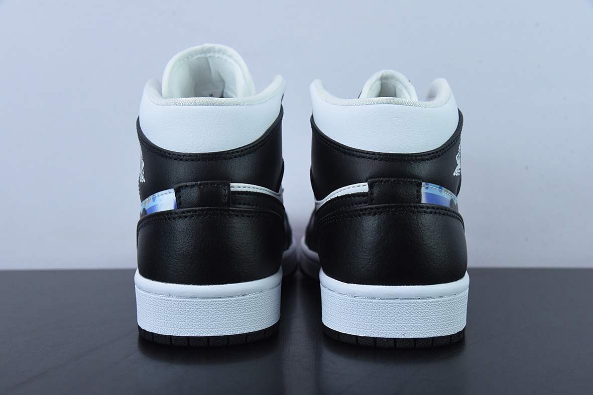 Air Jordan 1 Mid AJ1 乔1裸眼3D黑白 中邦篮球鞋 货号:DR9495-001