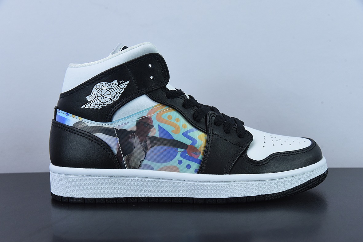 Air Jordan 1 Mid AJ1 乔1裸眼3D黑白 中邦篮球鞋 货号:DR9495-001