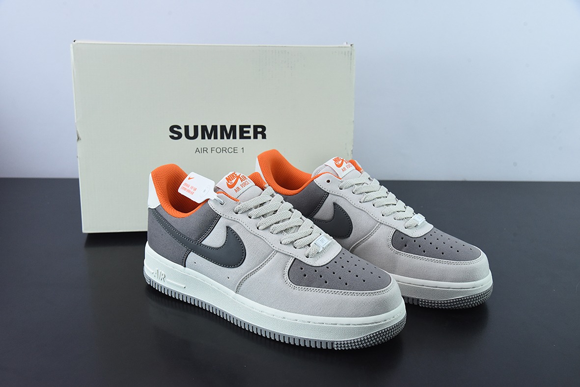 NK Air Force 1’07 Low QS"Grey/Dark Grey/Orange"空军一号经典低帮百搭休闲运动板鞋 DG2296-016