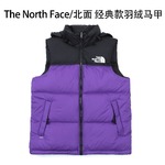 The North Face Clothing Waistcoats White Embroidery Unisex Duck Down