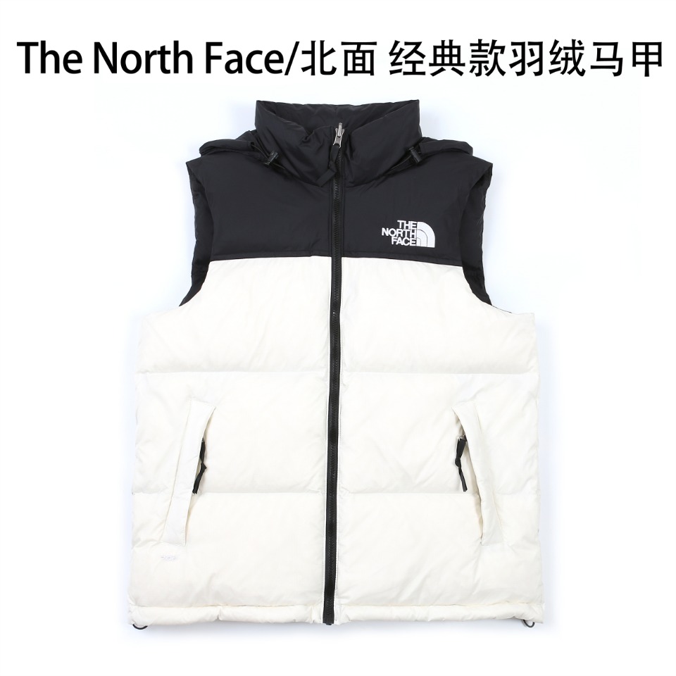 The North Face Clothing Waistcoats White Embroidery Unisex Duck Down