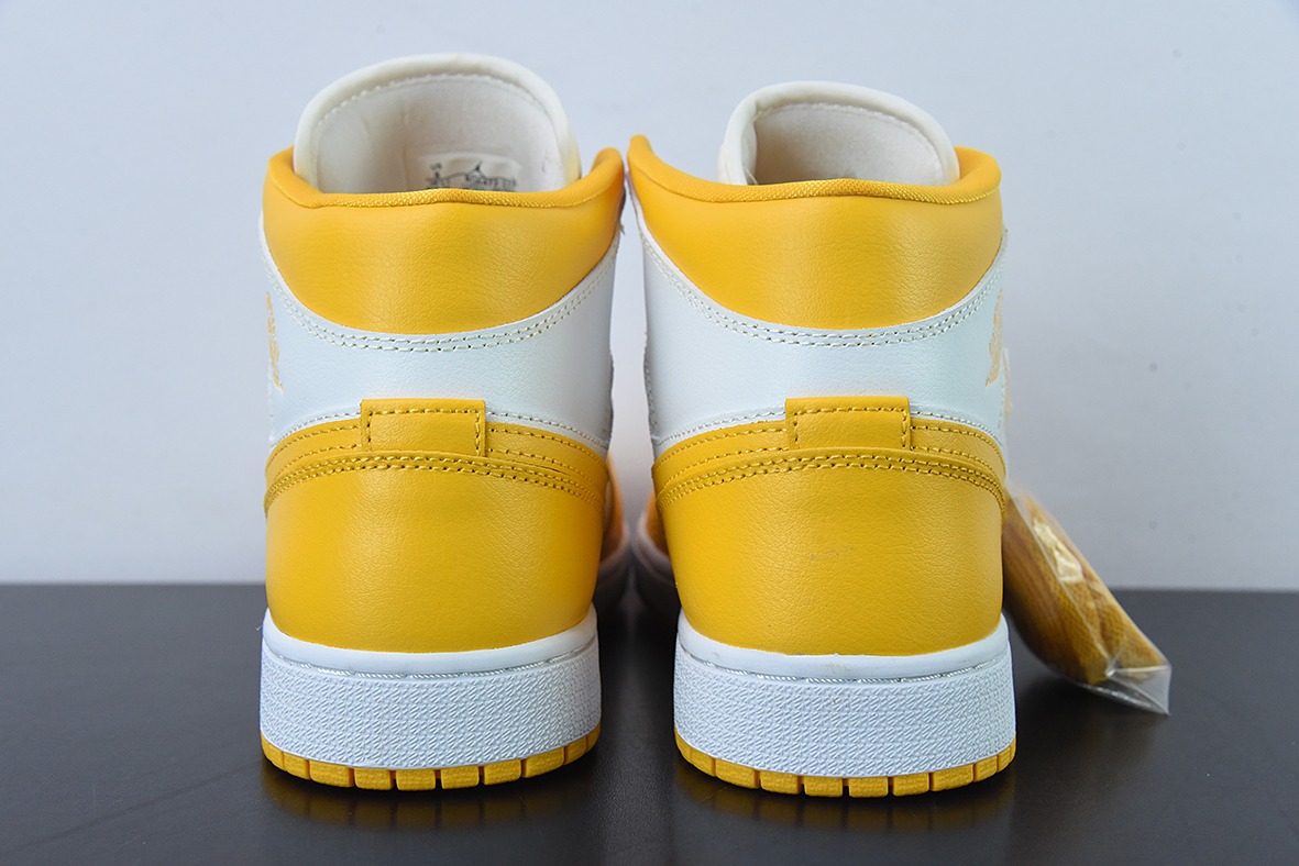 Air Jordan 1 Mid 白黄 中帮系列男女同款篮球鞋 货号：BQ6472-117