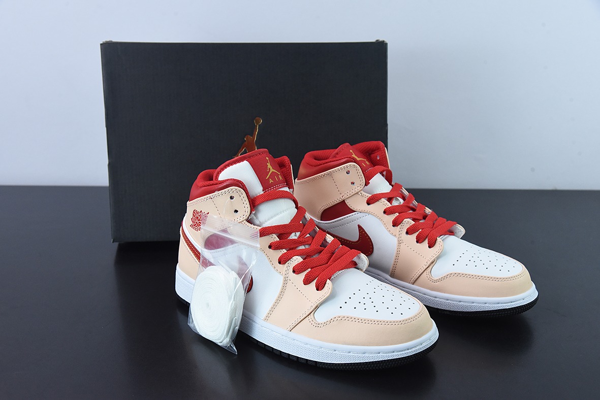 J09L3 过验版AJ1 MID 中邦 黄白色男女同款篮球鞋 货号554725-201