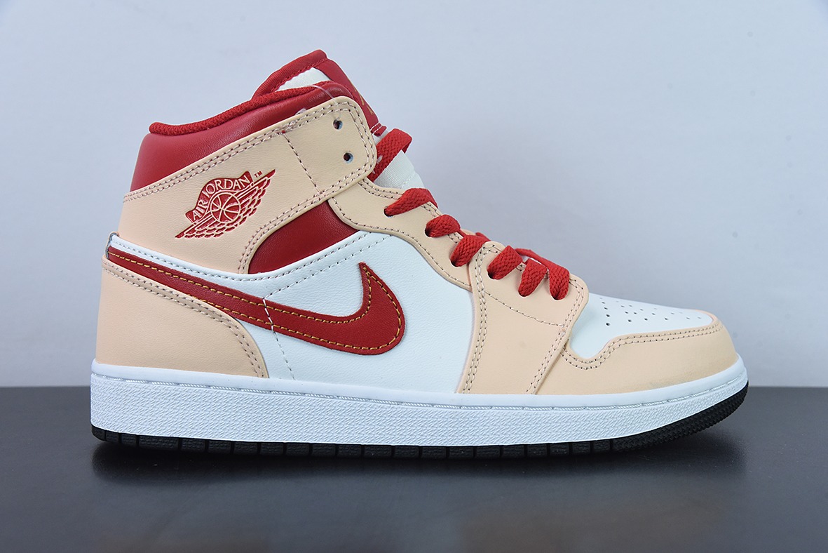 J09L3 过验版AJ1 MID 中邦 黄白色男女同款篮球鞋 货号554725-201