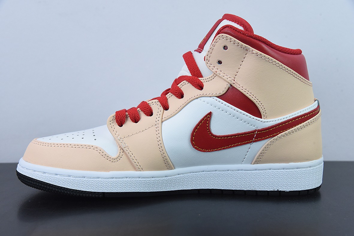 J09L3 过验版AJ1 MID 中邦 黄白色男女同款篮球鞋 货号554725-201
