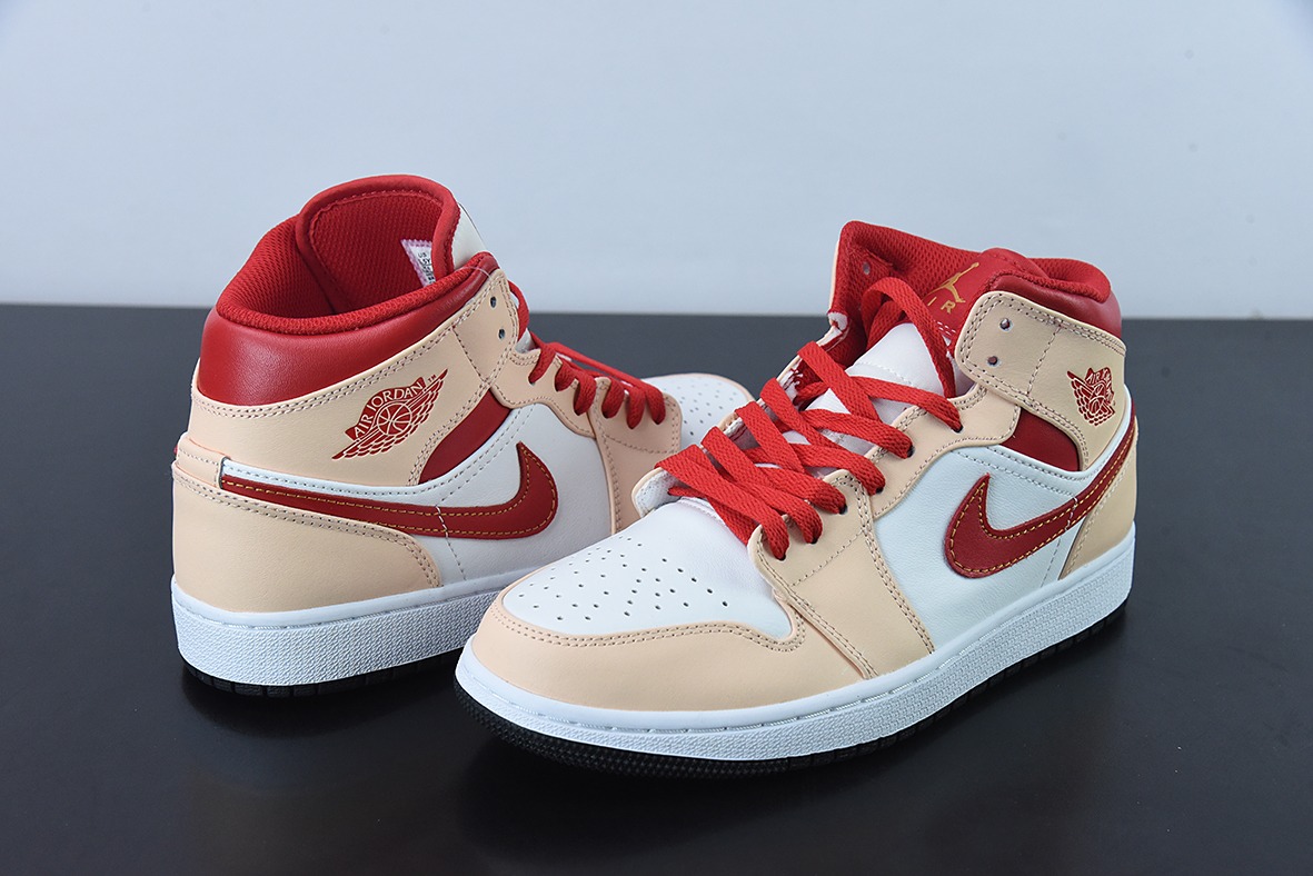 J09L3 过验版AJ1 MID 中邦 黄白色男女同款篮球鞋 货号554725-201