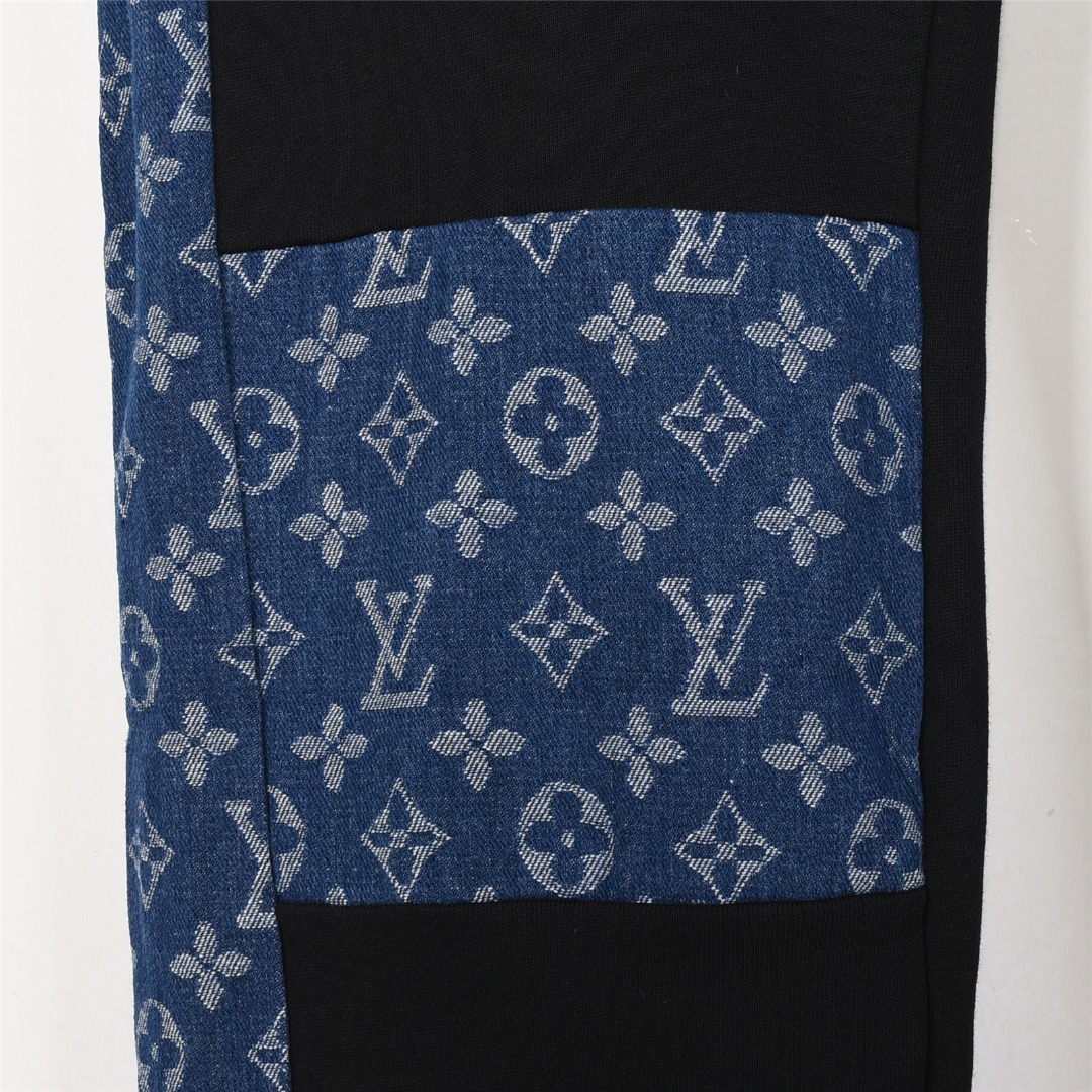 240 LouisVuitton 路易威登 22ss 老花牛仔拼接logo刺绣长裤