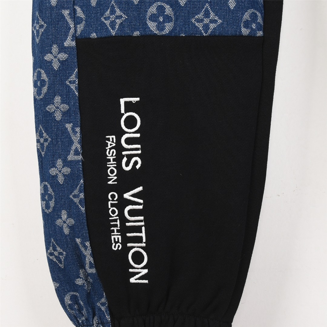 240 LouisVuitton 路易威登 22ss 老花牛仔拼接logo刺绣长裤