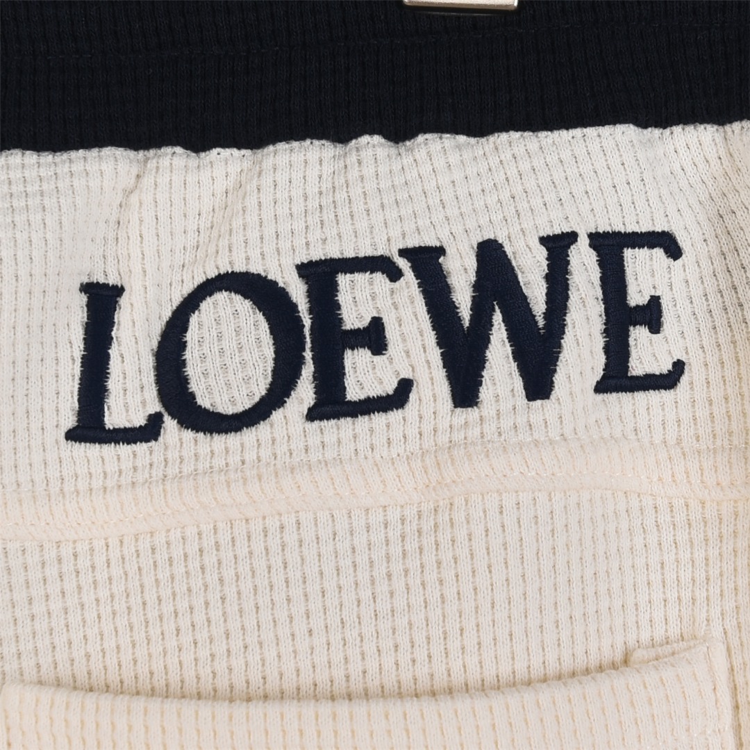 220 Loewe罗意威 22ss 大口袋龙猫拼色刺绣华夫格长裤