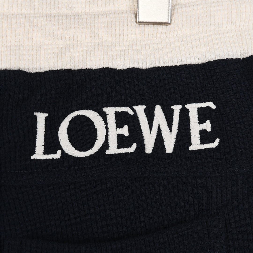 240 Loewe罗意威 22ss 大口袋龙猫拼色刺绣华夫格长裤