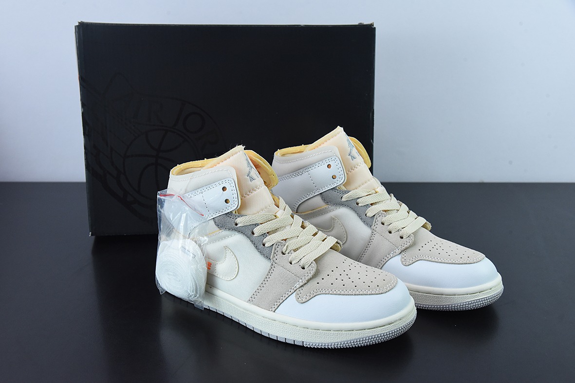 Air Jordan 1 MID 白灰 AJ1乔1中帮休闲板鞋 货号:DM9652 100