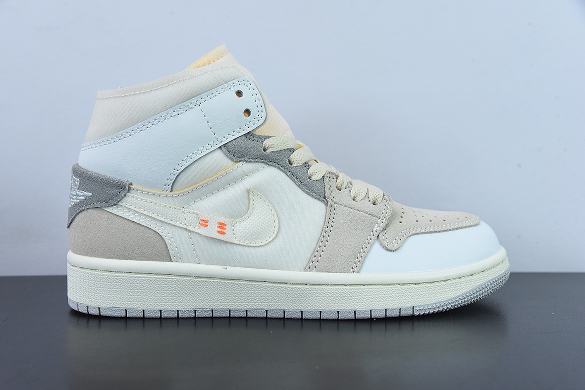 Air Jordan 1 MID 白灰 AJ1乔1中帮休闲板鞋 货号:DM9652 100