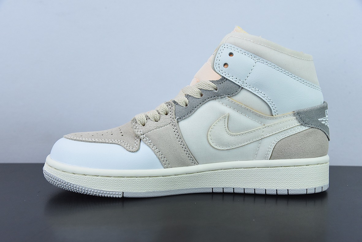 Air Jordan 1 MID 白灰 AJ1乔1中帮休闲板鞋 货号:DM9652 100