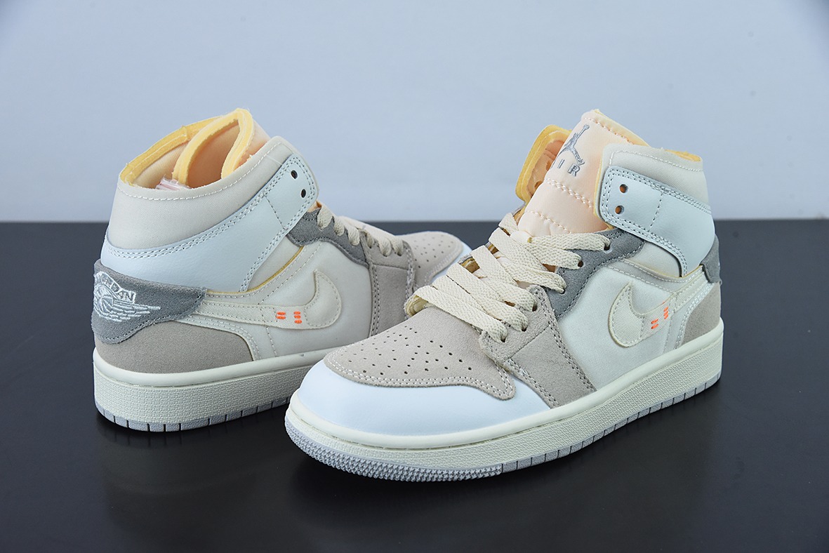 Air Jordan 1 MID 白灰 AJ1乔1中帮休闲板鞋 货号:DM9652 100