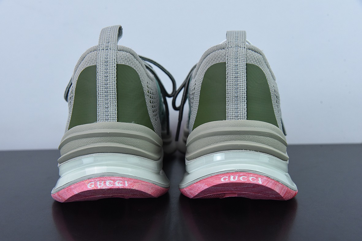 H05G5 代购版古驰/GUCCI  古驰老爹鞋       灰绿粉 货号：699219USM108973