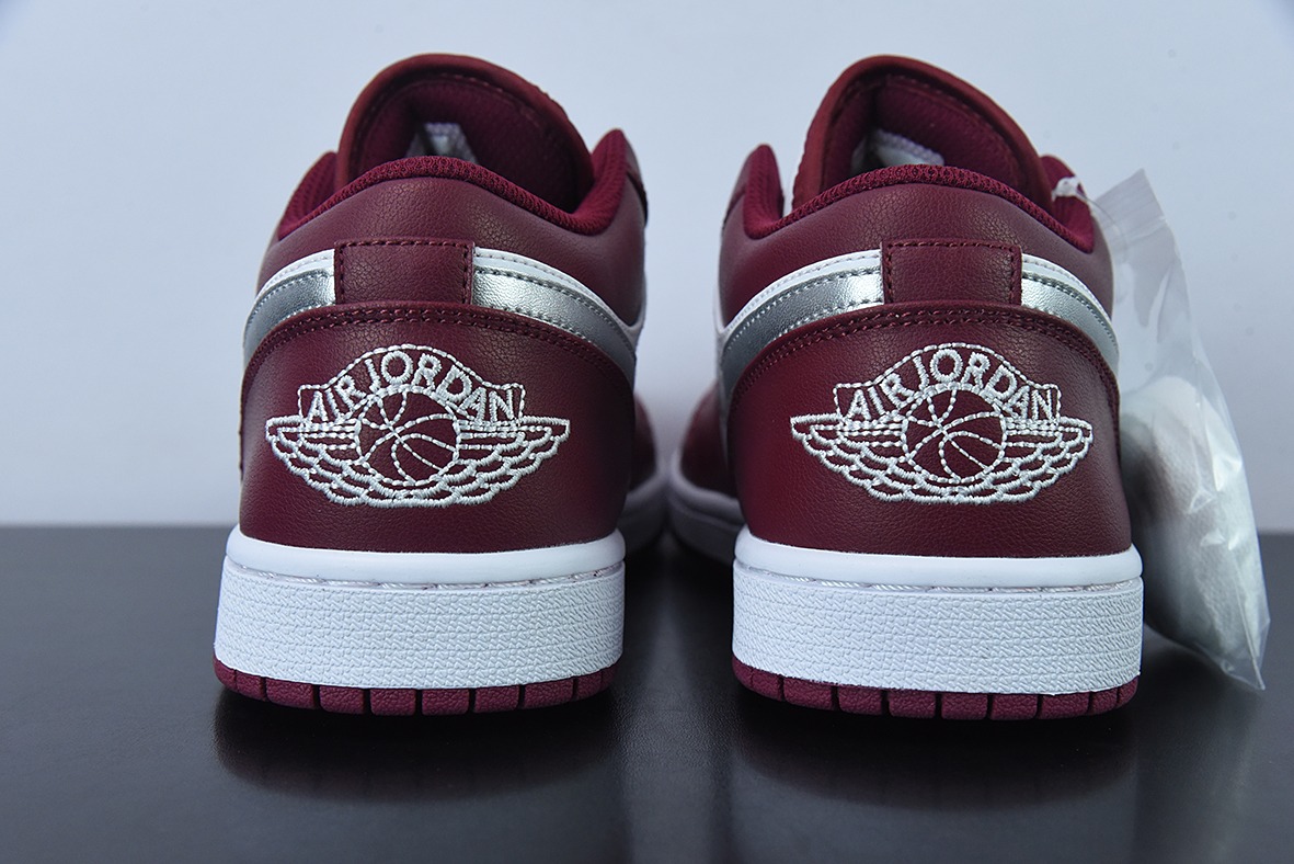 Air Jordan 1 Low “Bordeaux”白酒红银勾低帮休闲板鞋 货号：553558 615