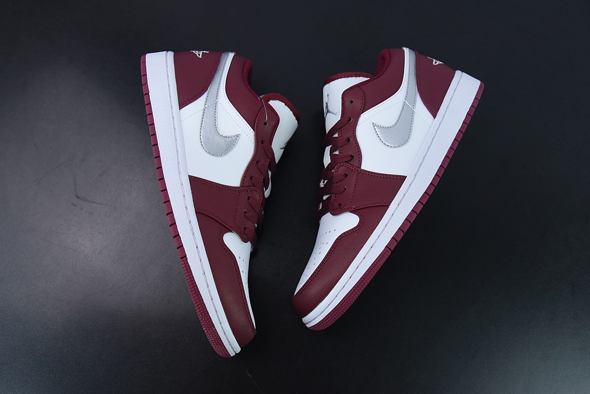 Air Jordan 1 Low “Bordeaux”白酒红银勾低帮休闲板鞋 货号：553558 615