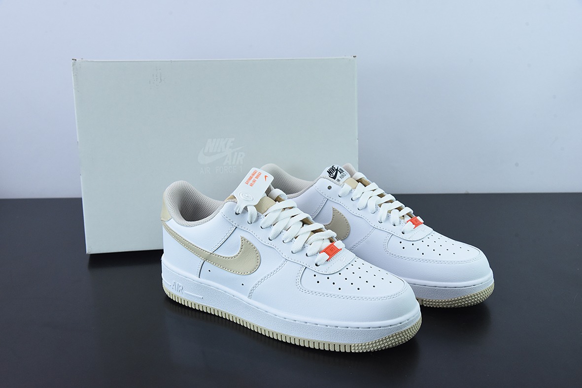 NK Air Force 1 Low 空军一号低帮百搭休闲运动板鞋 白卡其 货号：DZ2771-121