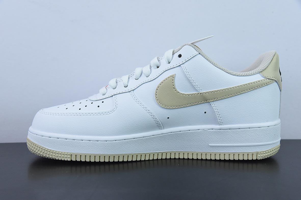 NK Air Force 1 Low 空军一号低帮百搭休闲运动板鞋 白卡其 货号：DZ2771-121