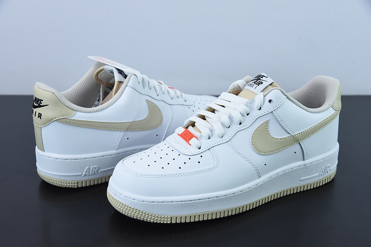 NK Air Force 1 Low 空军一号低帮百搭休闲运动板鞋 白卡其 货号：DZ2771-121