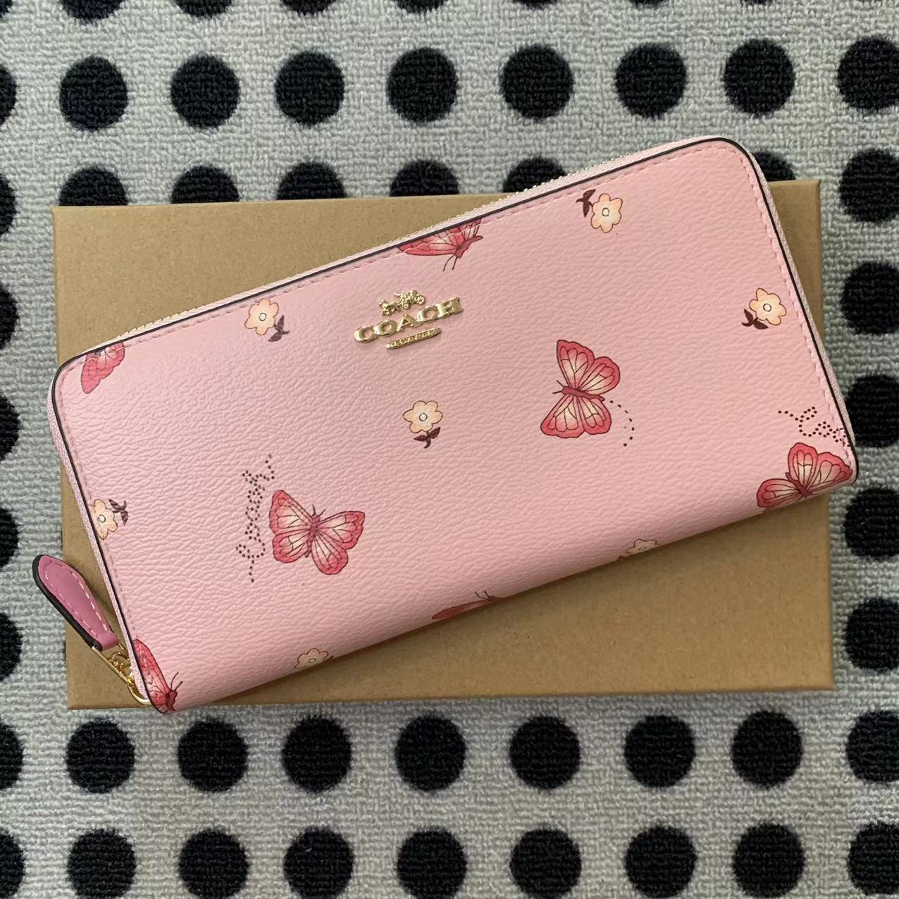 Coach ～COACH 长款女士钱包 F31823 粉蝴蝶 卡其蝴蝶 苹果