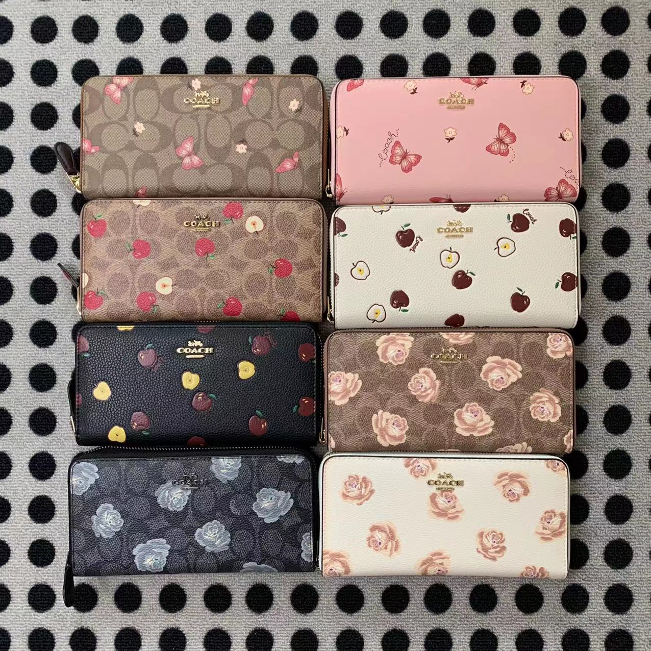 Coach ～COACH 长款女士钱包 F31823 粉蝴蝶 卡其蝴蝶 苹果